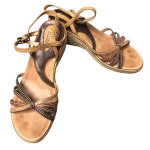 Y2K Clarks Artisan Collection Sz 8.5 Espadrille Sandal Wedge Heel Boho Casual